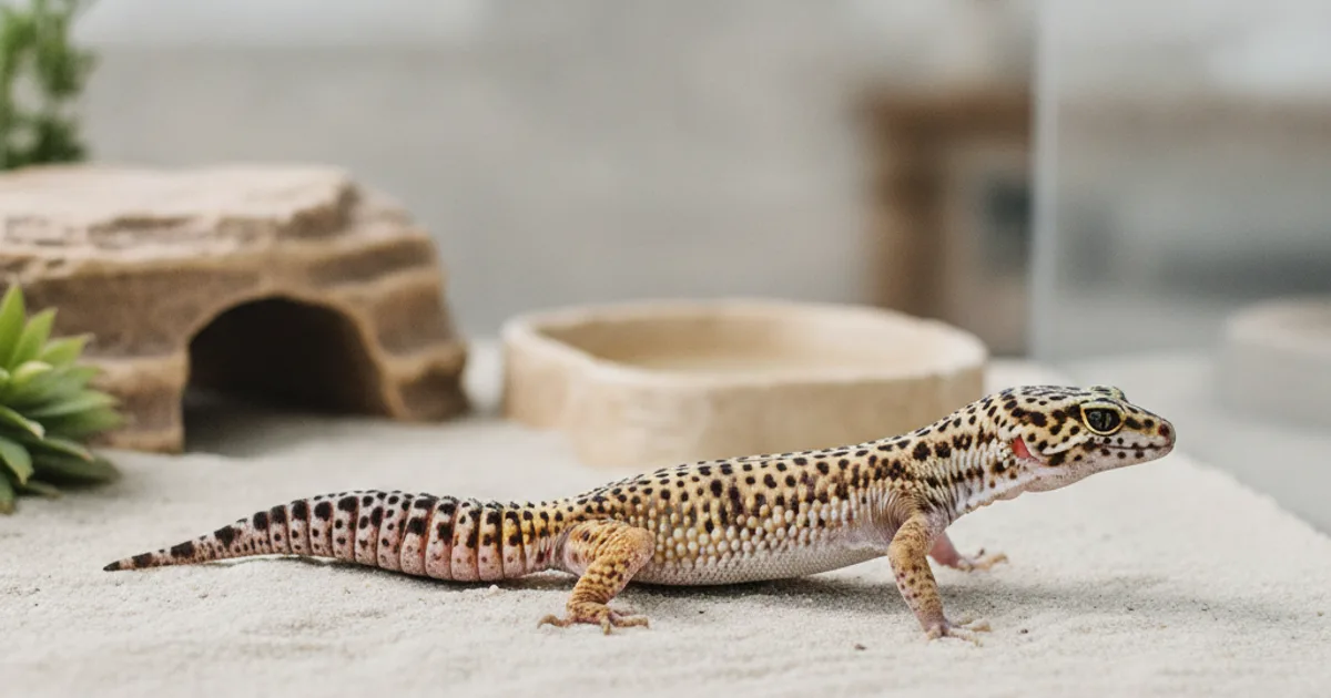 Gecko léopard observant son environnement dans un terrarium adapté