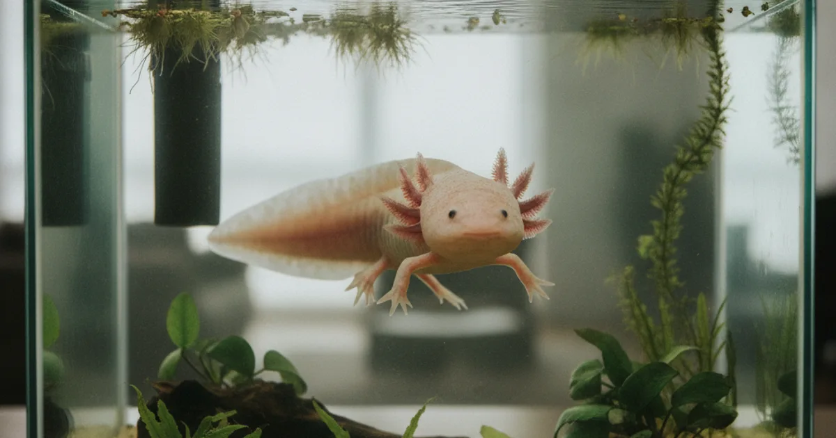 Un axolotl rose sauvage dans un aquarium spacieux et bien aménagé