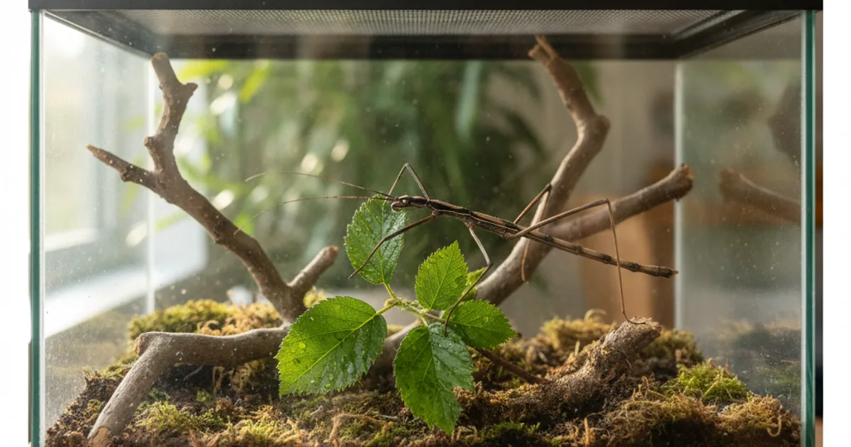Feuilles de ronce fraîchement cueillies pour l'alimentation des phasmes dans un terrarium