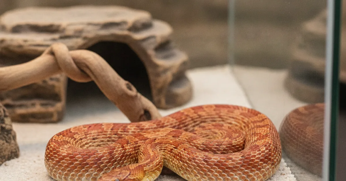 Serpent des blés Pantherophis guttatus dans un terrarium adapté